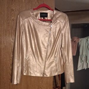 Lafayette 148 New York Gold Leather Jacket